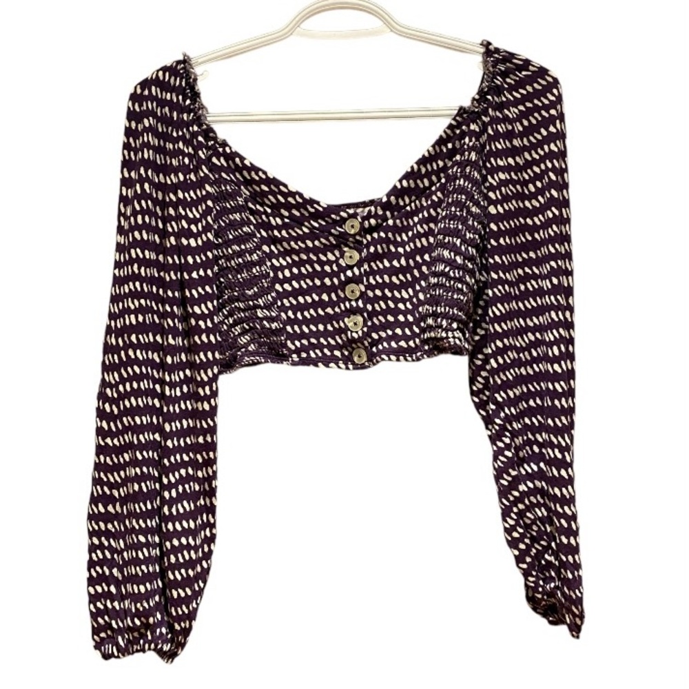 Urban Outfitters purple and white crop top with long sleeves. Size small